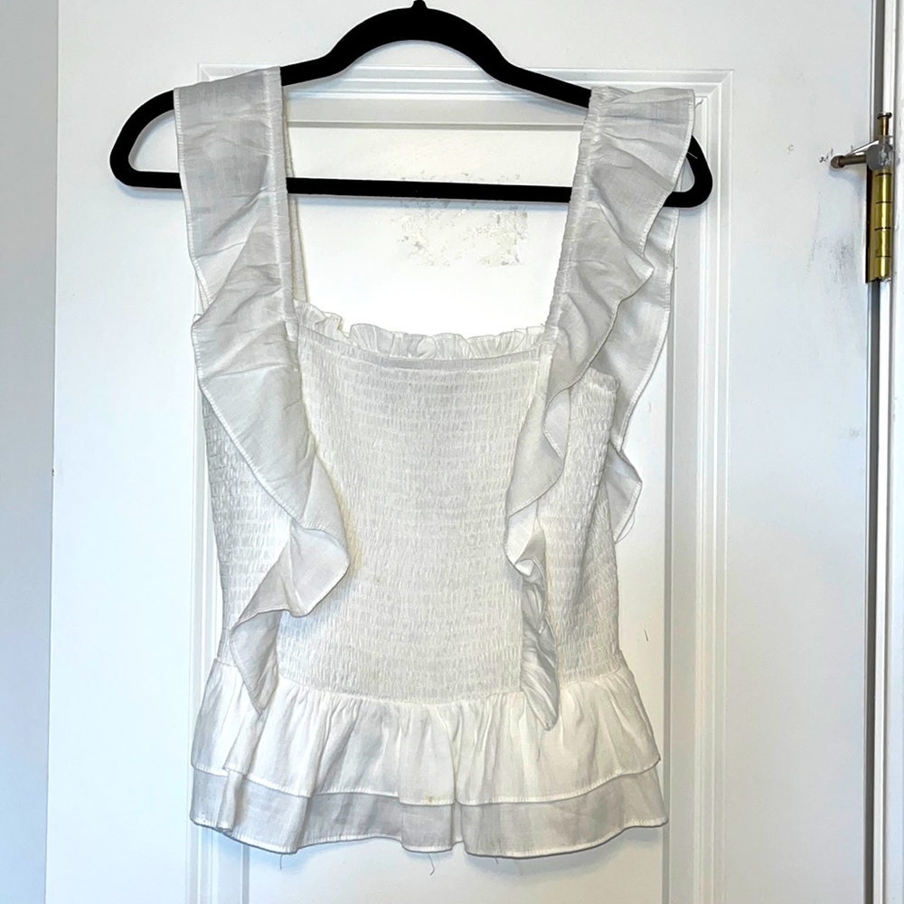 DO + BE White Ruffle Top